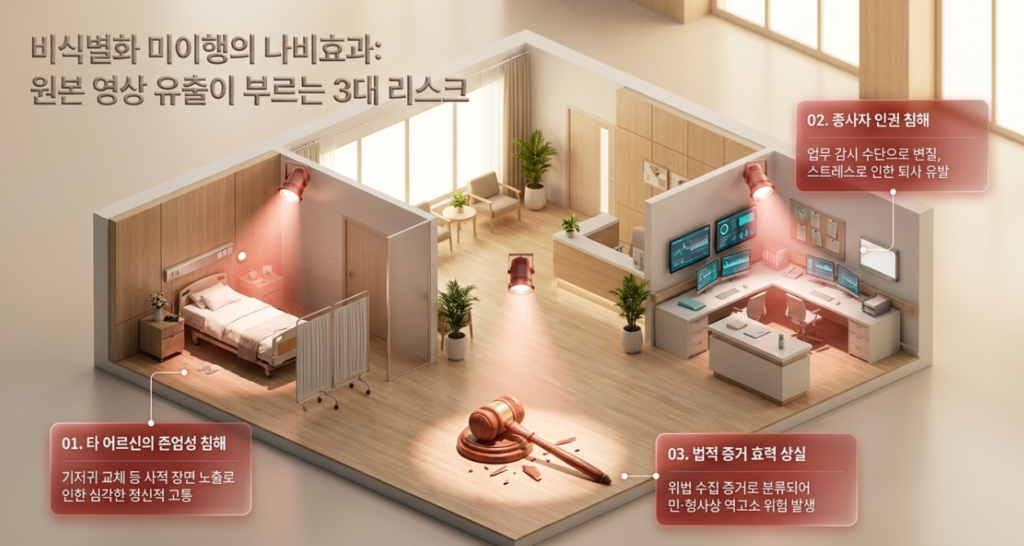 요양원 CCTV 모자이크 열람 방법 및 개인정보보호 가이드 비식별화 미이행